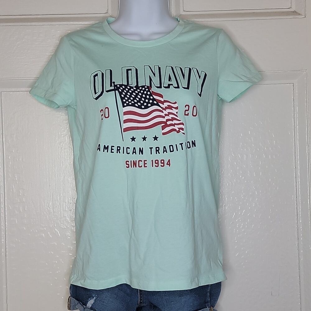 Girl's patriotic tee Sz 14 Mint Green